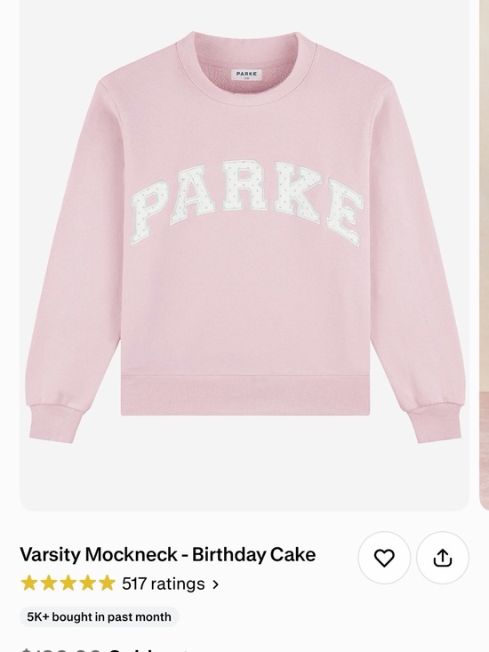 Parke Tops - Parke Women's Varsity Mockneck Sweatshirt - Birthday Cake Pink